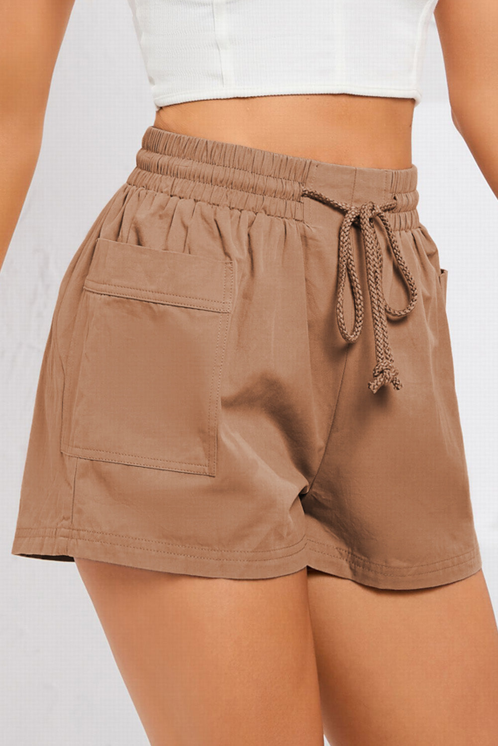 Drawstring Smocked Waist Pocketed Shorts-Angel Casuals