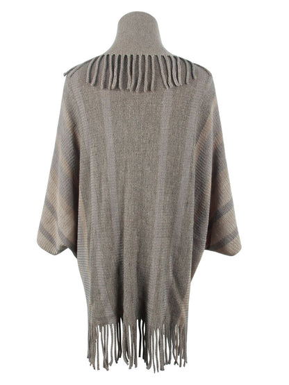 Fringe Detail Open Front Poncho-Angel Casuals