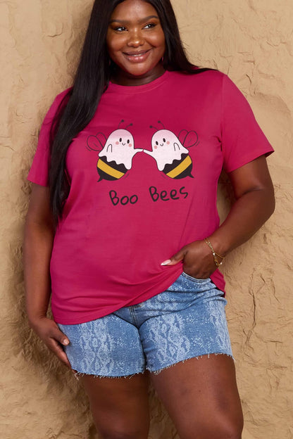 Simply Love Full Size BOO BEES Graphic Cotton T-Shirt-Angel Casuals