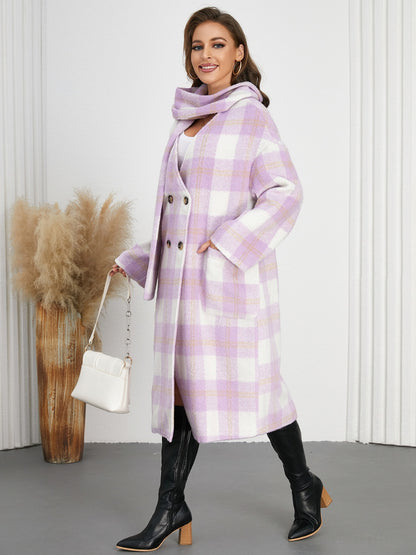 Plaid Button Up Long Sleeve Coat-Angel Casuals