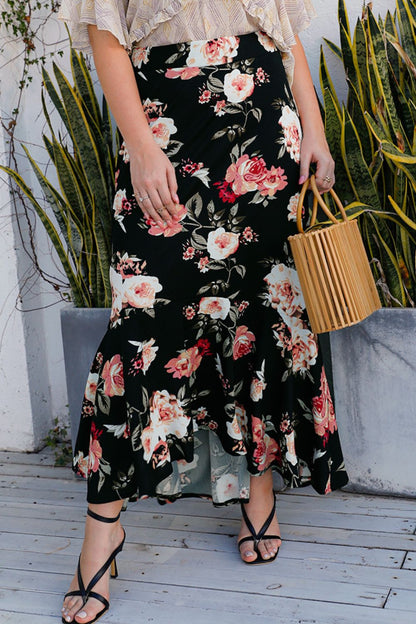 Plus Size Floral High-Rise Skirt-Angel Casuals