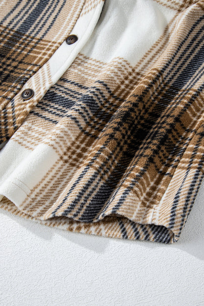 Plaid Button Up Long Sleeve Shacket-Angel Casuals