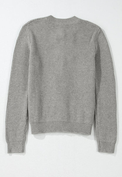 Bow Round Neck Long Sleeve Cardigan-Angel Casuals
