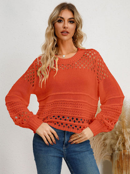 Cutout Round Neck Knit Top-Angel Casuals