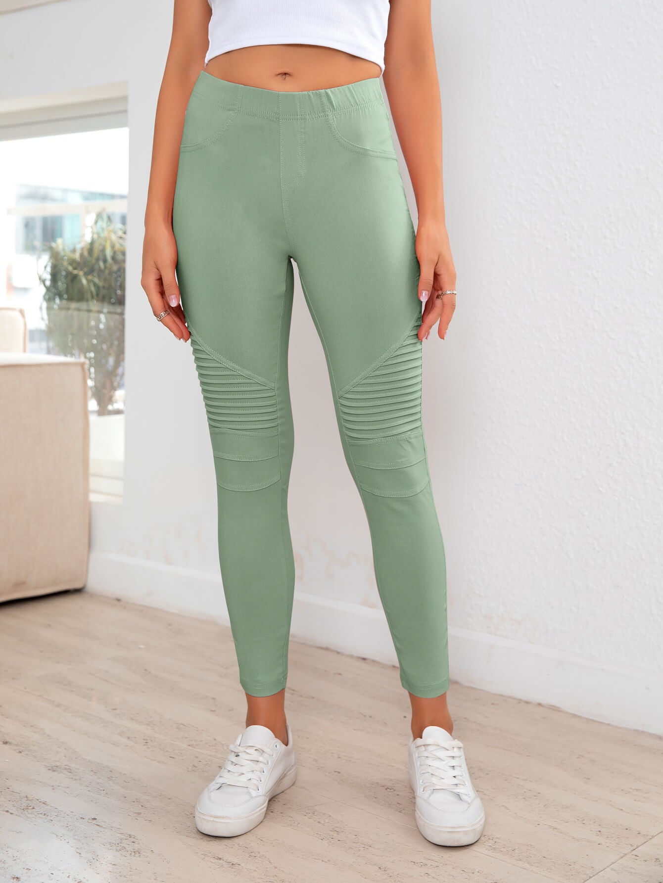 Ribbed Detail Leggings-Angel Casuals