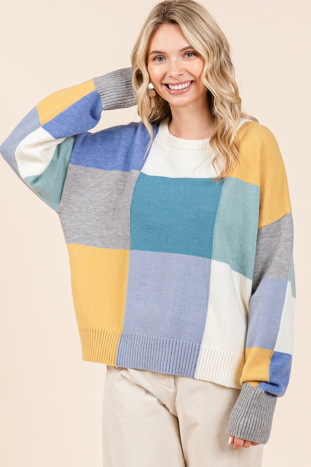 Mittoshop Color Block Round Neck Sweater-Angel Casuals