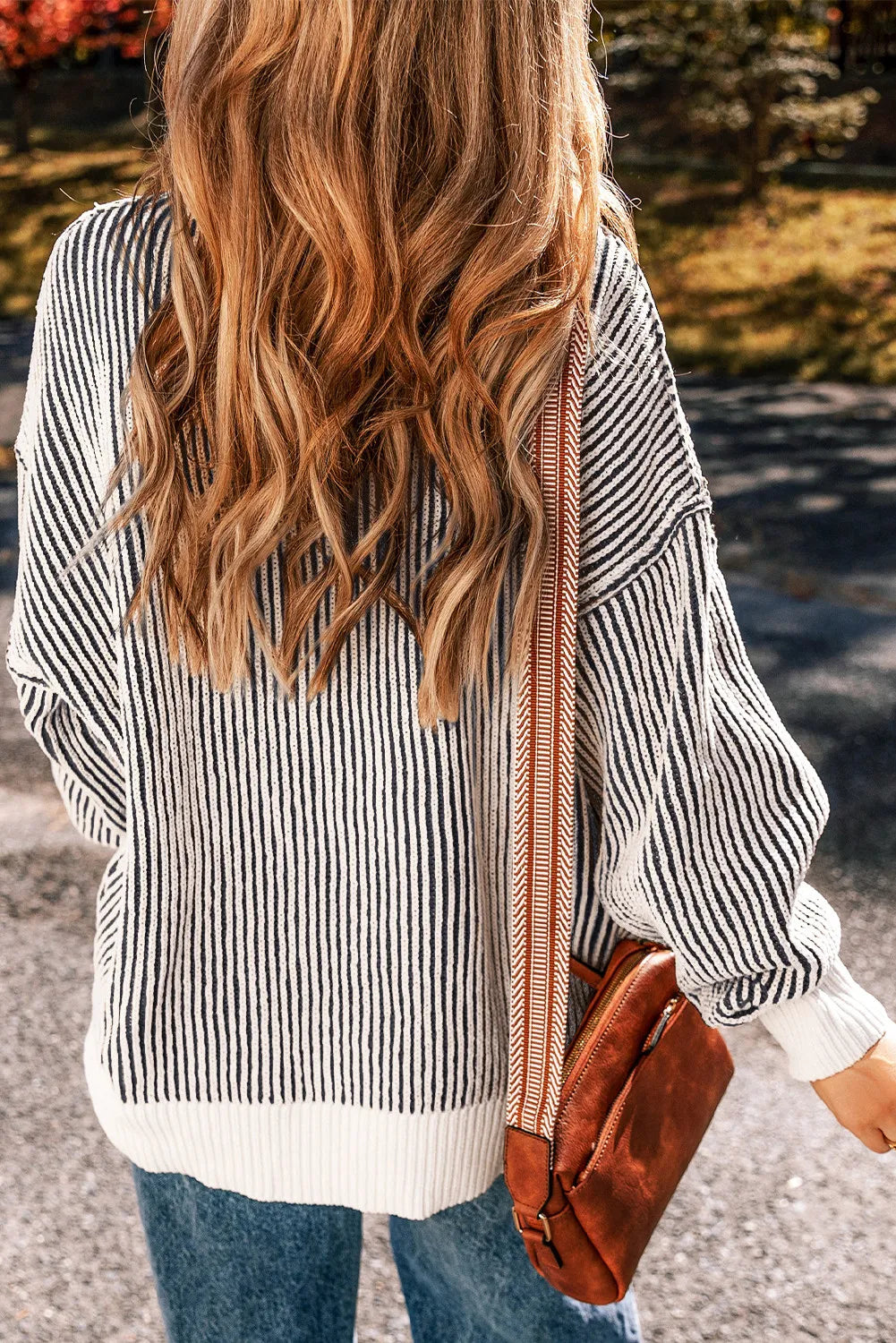 Round Neck Dropped Shoulder Sweater-Angel Casuals