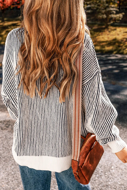 Round Neck Dropped Shoulder Sweater-Angel Casuals