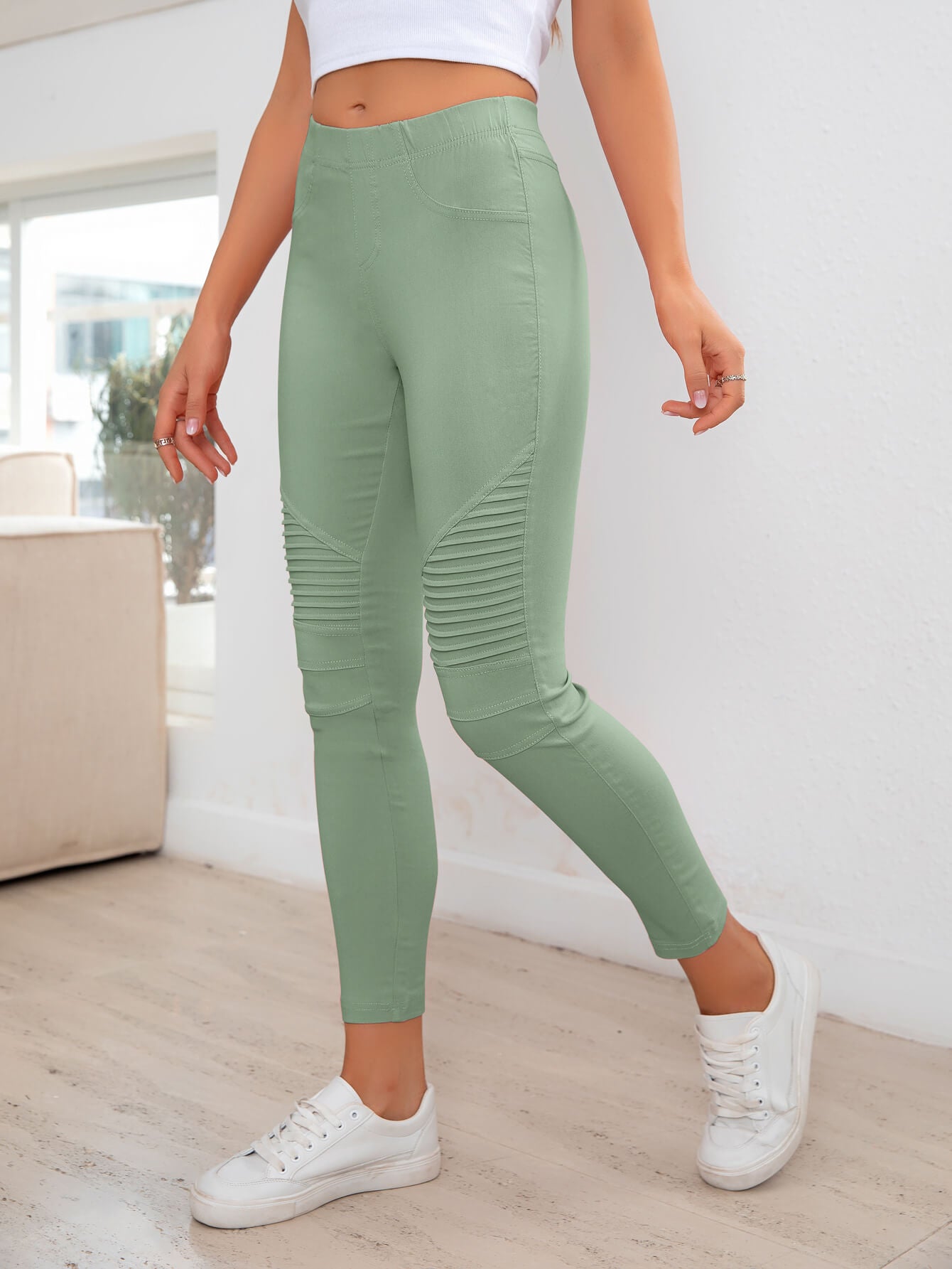 Ribbed Detail Leggings-Angel Casuals