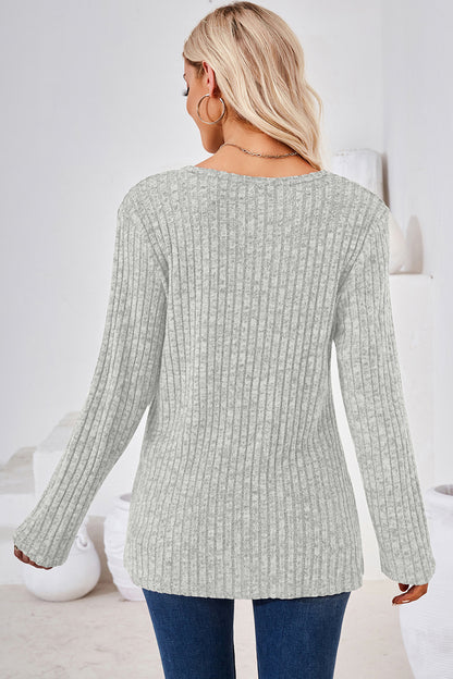 Round Neck Long Sleeve T-Shirt-Angel Casuals