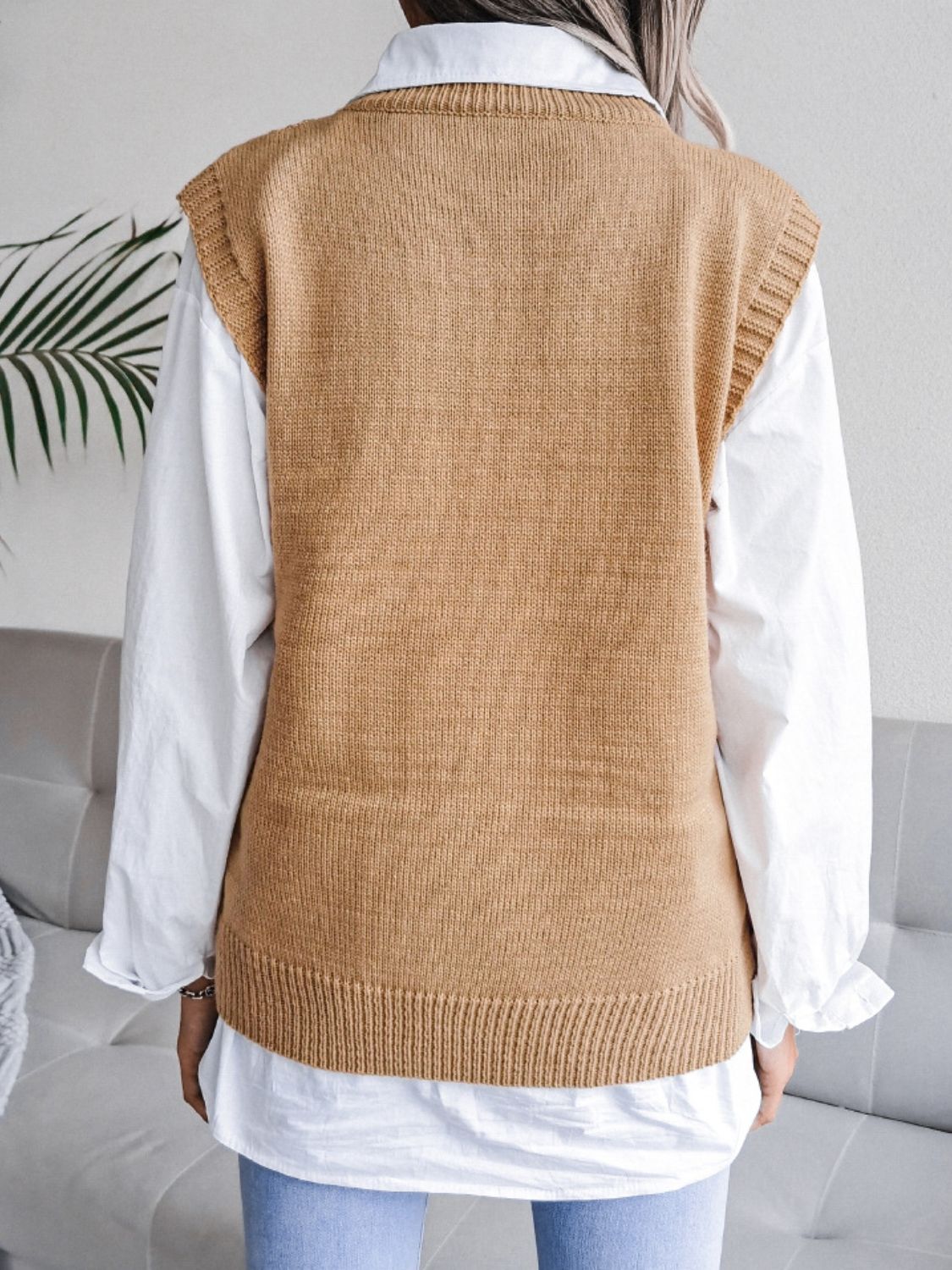 Round Neck Openwork Capped Sleeve Sweater Vest-Angel Casuals