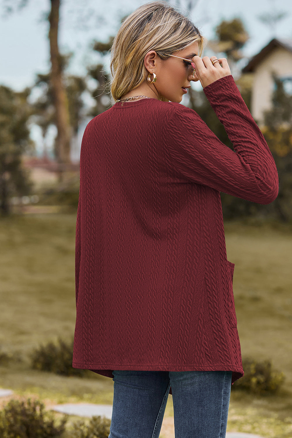 Open Front Long Sleeve Cardigan-Angel Casuals
