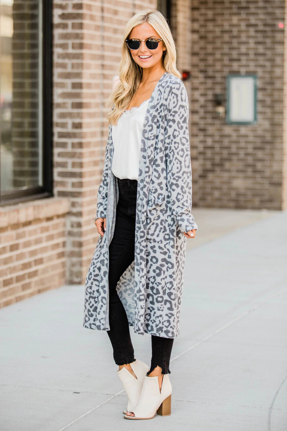 Open Front Leopard Cardigan-Angel Casuals