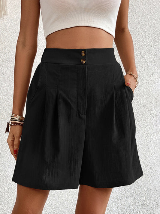 High Waist Shorts with Pockets-Angel Casuals