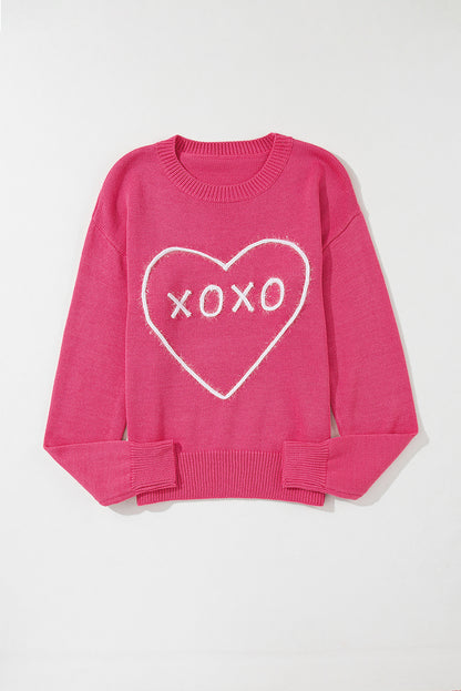 XOXO Round Neck Drop Shoulder Sweater-Angel Casuals