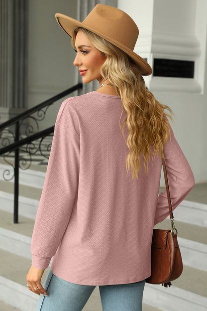 V-Neck Long Sleeve T-Shirt-Angel Casuals