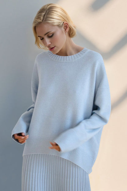 Basic Bae Round Neck Dropped Shoulder Sweater-Angel Casuals