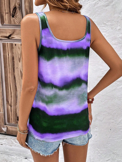 Tie-Dye Scoop Neck Wide Strap Tank-Angel Casuals