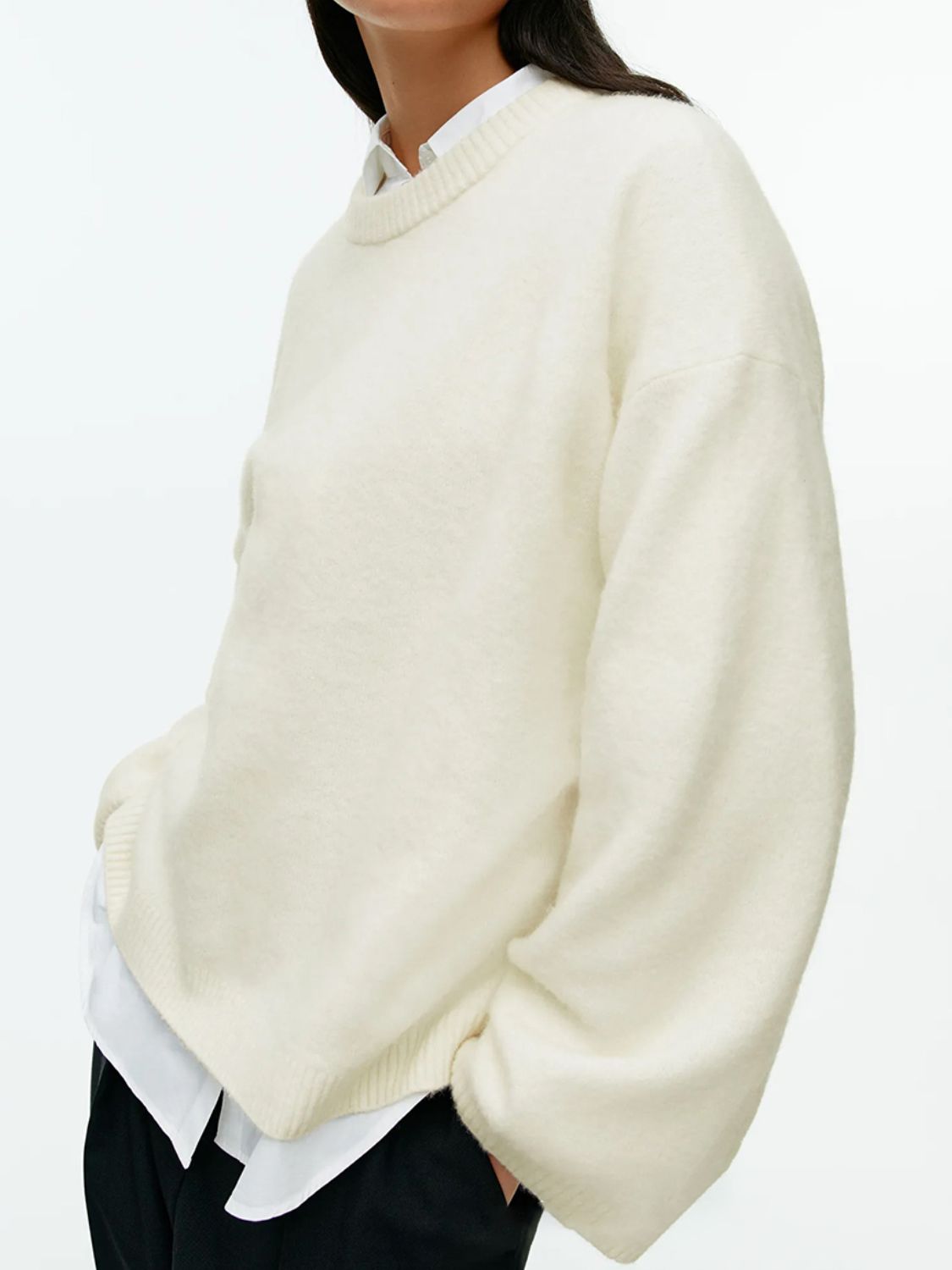 Round Neck Drop Shoulder Sweater-Angel Casuals