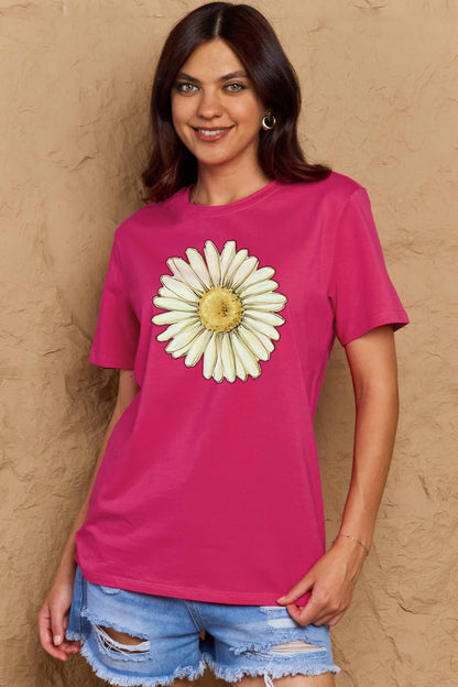 Simply Love Full Size FLOWER Graphic Cotton Tee-Angel Casuals