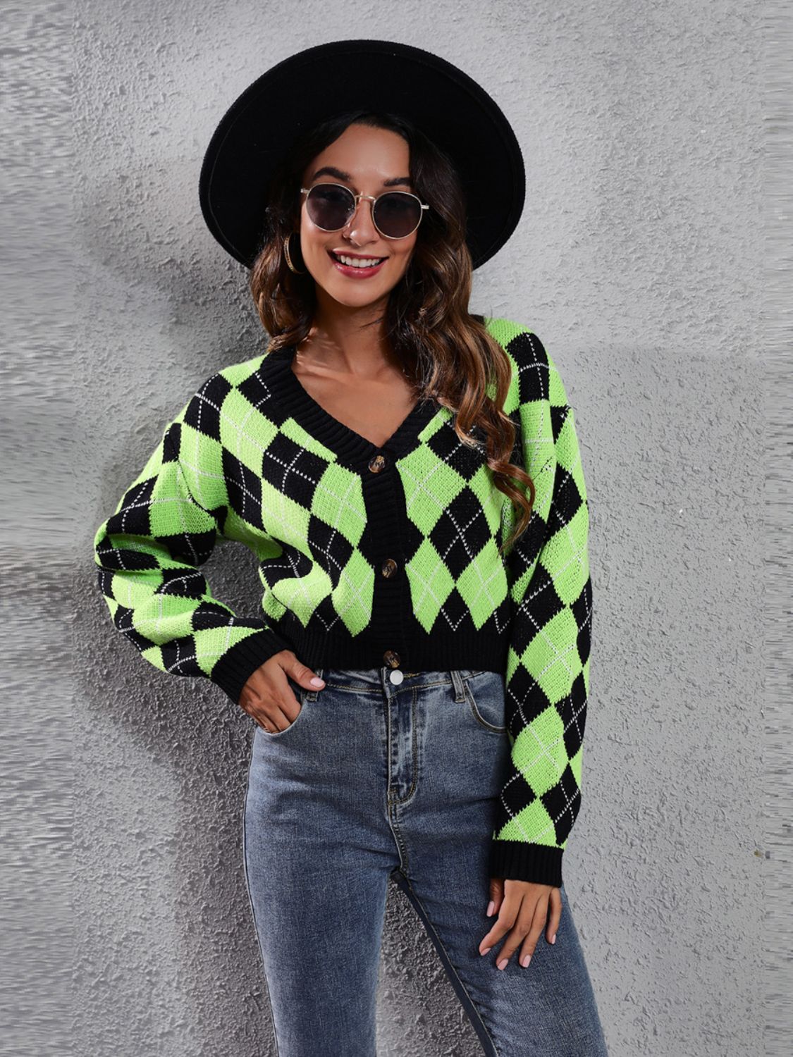 Geometric Button Up Long Sleeve Cardigan-Angel Casuals