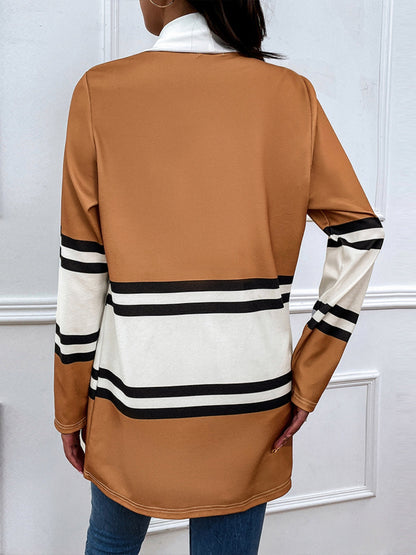 Shiny Color Block Open Front Cardigan-Angel Casuals