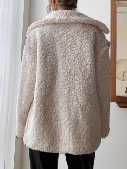 Fuzzy Open Front Long Sleeve Coat-Angel Casuals