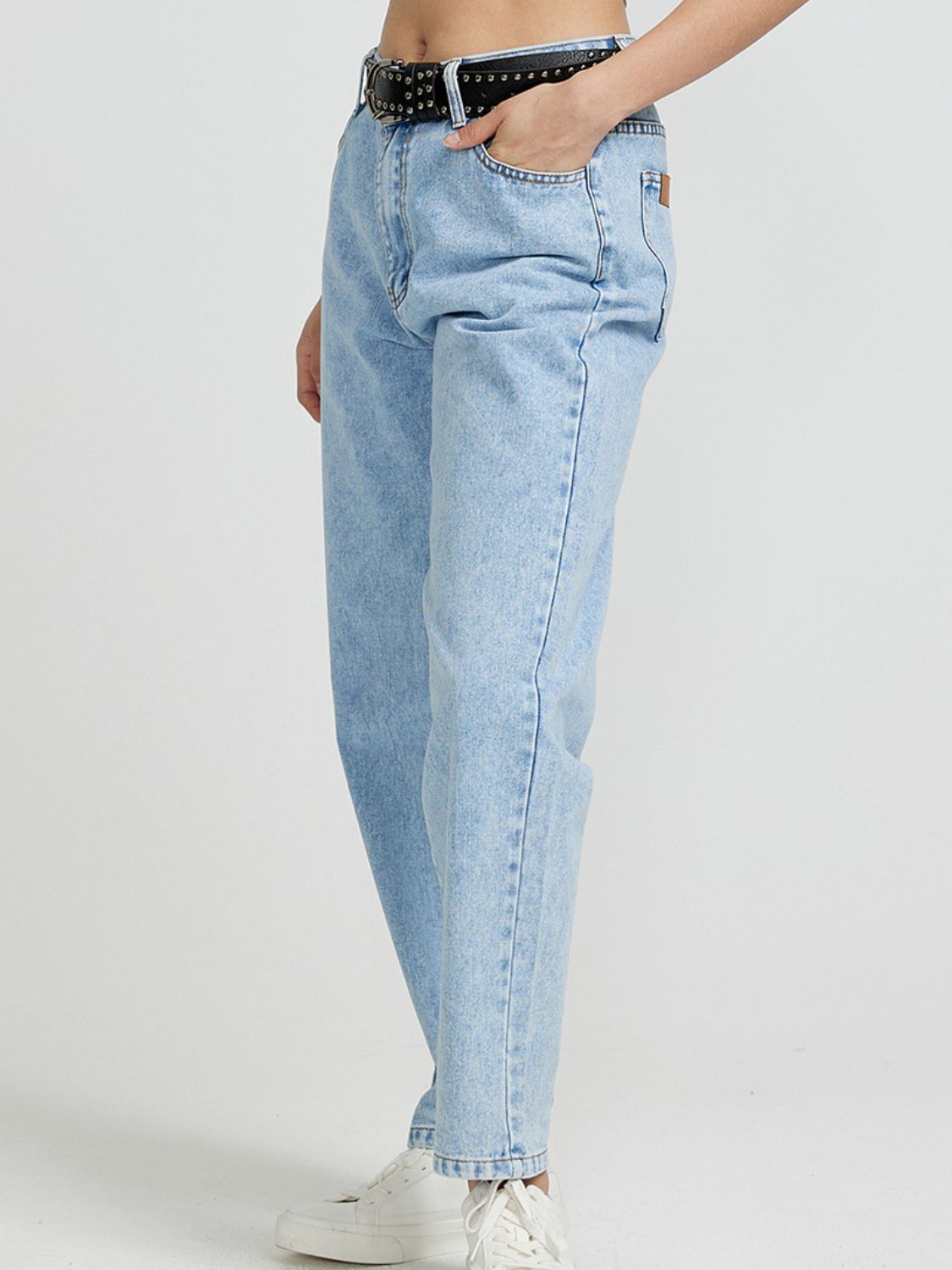 Pocketed Straight Leg Jeans-Angel Casuals