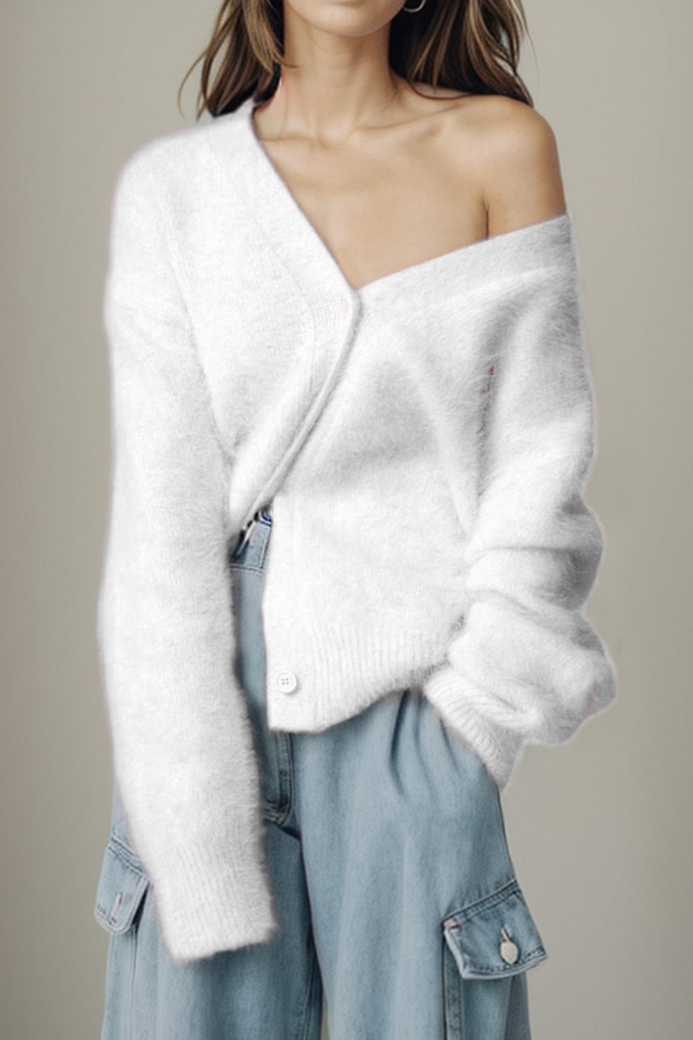 Button Up Dropped Shoulder Cardigan-Angel Casuals