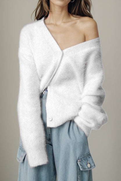 Button Up Dropped Shoulder Cardigan-Angel Casuals