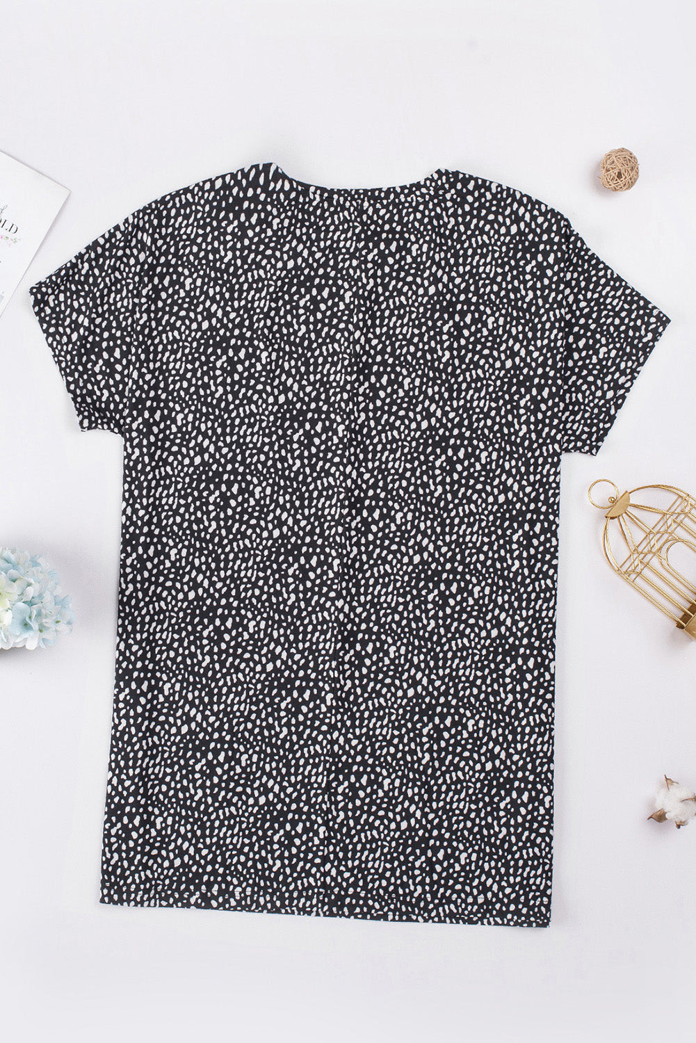 Animal Print Round Neck Tunic Tee with Pockets-Angel Casuals