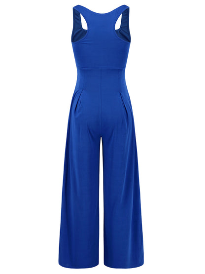 Square Neck Wide Strap Jumpsuit-Angel Casuals