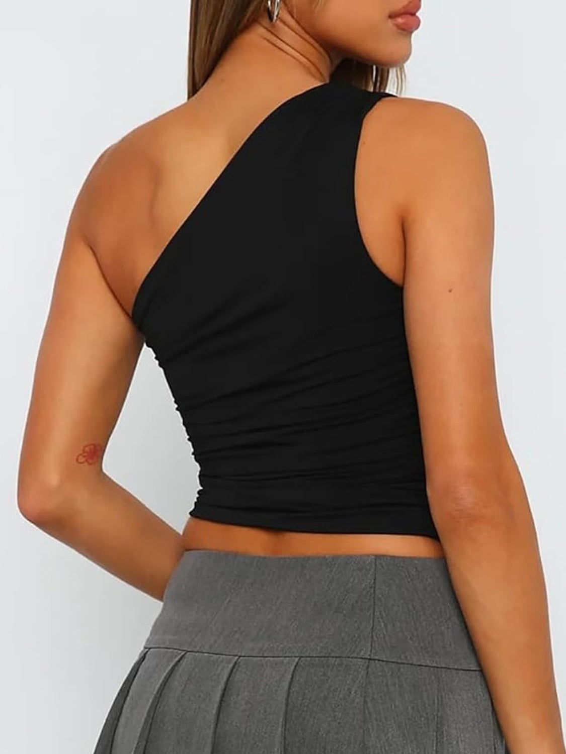 Ruched One Shoulder Tank-Angel Casuals