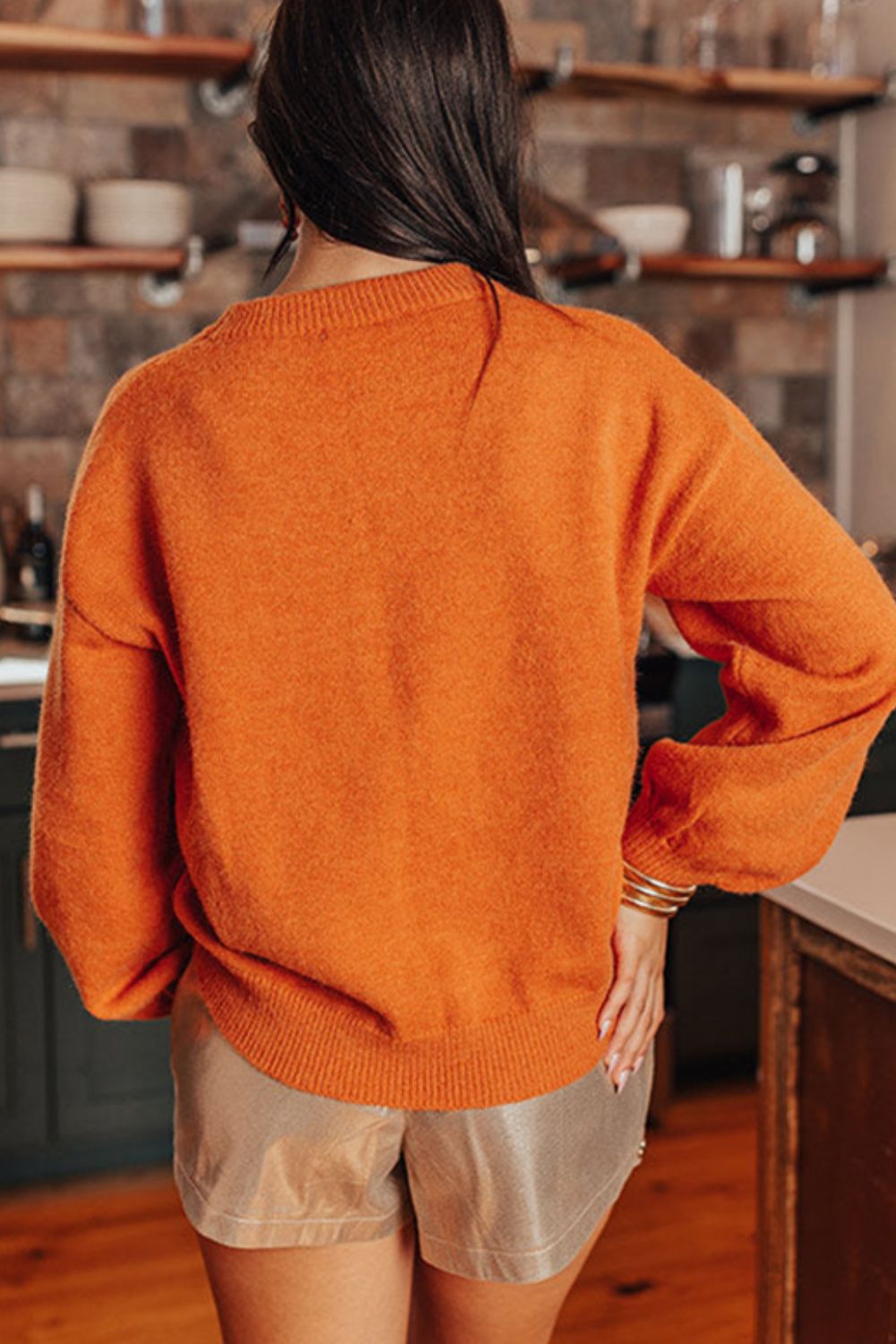 THANKSGIVING Round Neck Dropped Shoulder Sweater-Angel Casuals