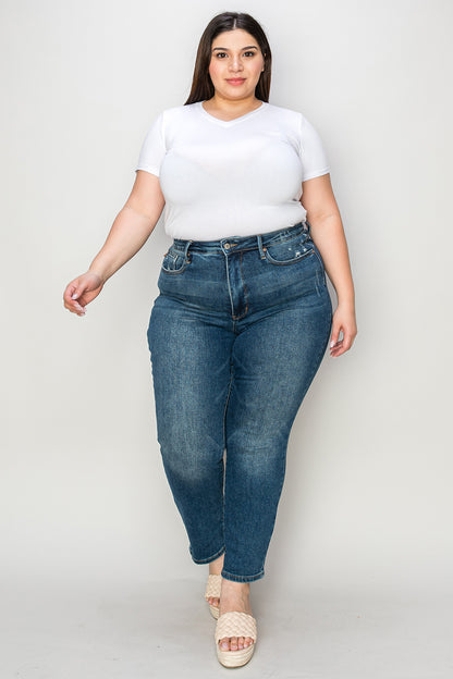 Judy Blue Full Size Tummy Control High Waist Slim Jeans-Angel Casuals