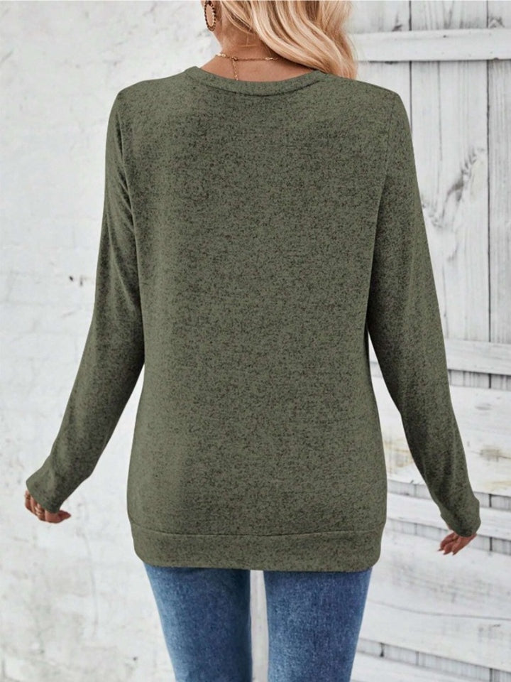 Round Neck Long Sleeve T-Shirt-Angel Casuals