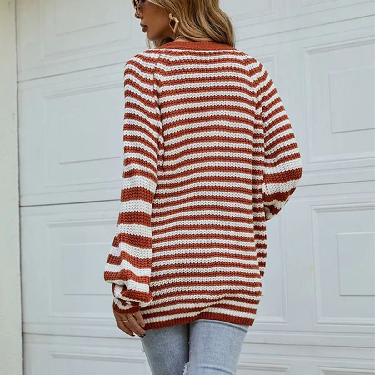 Striped Button Down Long Sleeve Cardigan-Angel Casuals