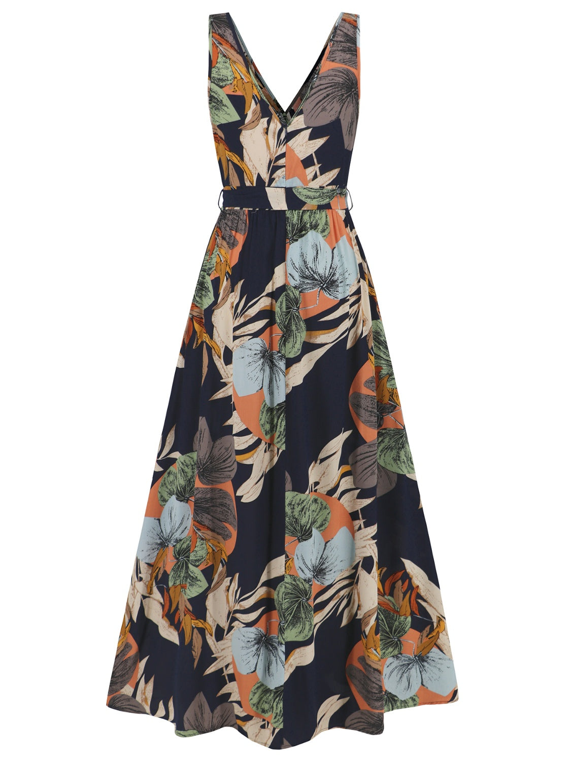 Slit Tied Printed Surplice Dress-Angel Casuals