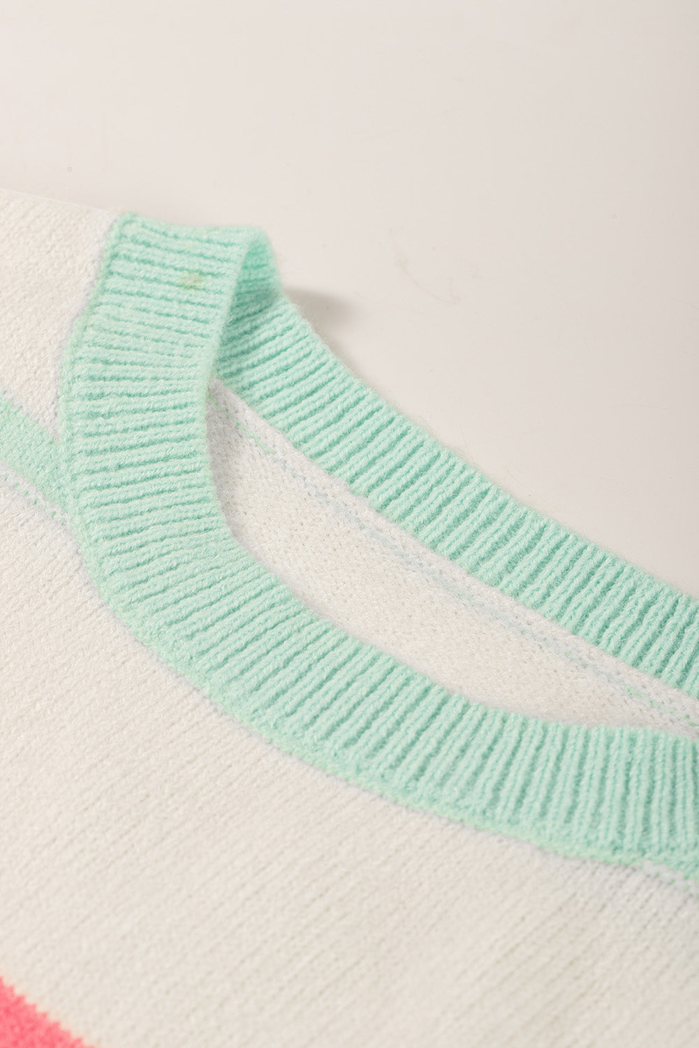 Contrast Striped Round Neck Drop Shoulder Sweater-Angel Casuals