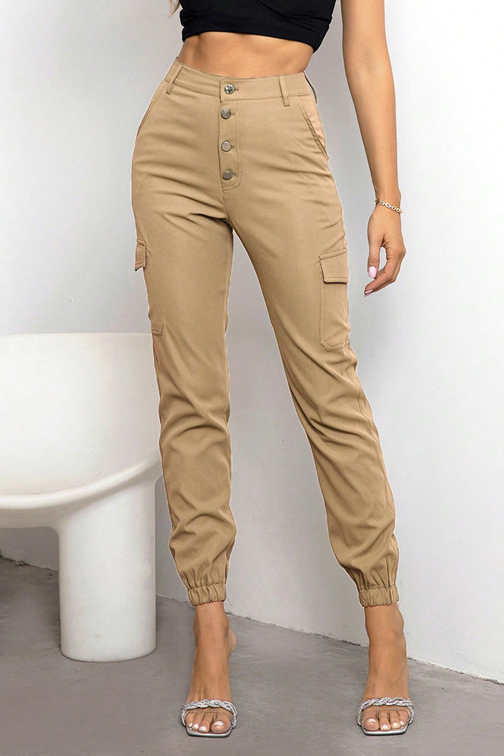 Button Fly Cargo Pants-Angel Casuals