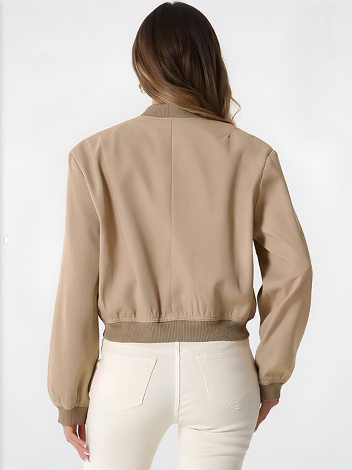 Pocketed Snap Down Baseball Collar Jacket-Angel Casuals