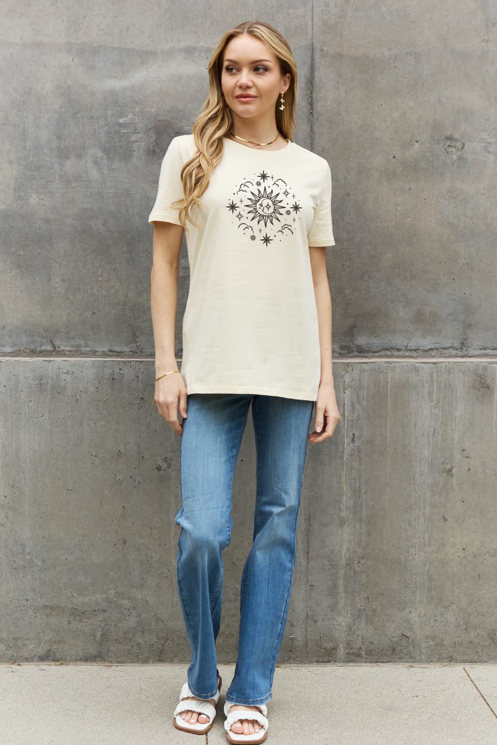 Simply Love Full Size Celestial Graphic Short Sleeve Cotton Tee-Angel Casuals