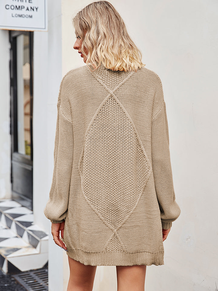 Cable-Knit Long Sleeve Cardigan-Angel Casuals