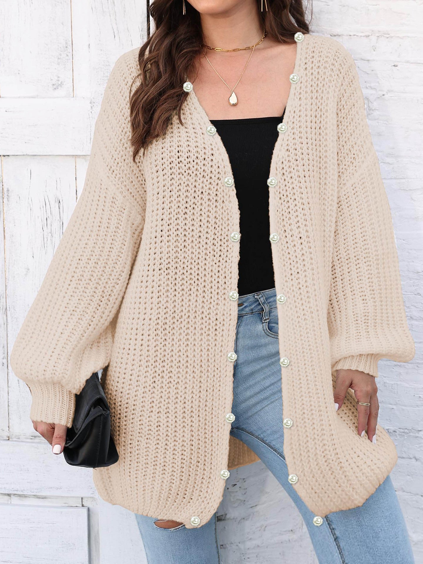 Open Front Long Sleeve Cardigan-Angel Casuals