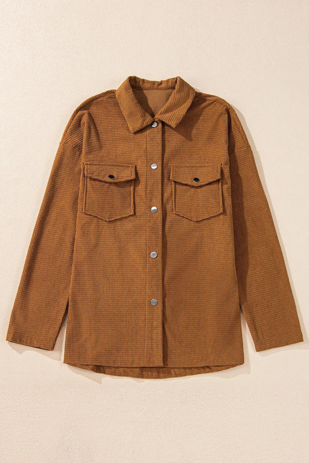 Pocketed Snap Down Long Sleeve Jacket-Angel Casuals