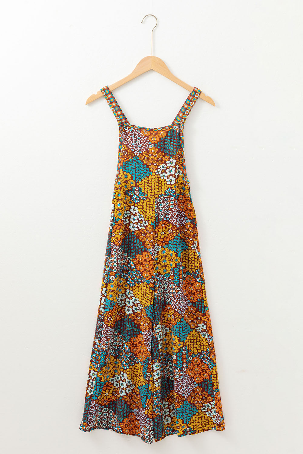 Floral Crisscross Strap Wide Leg Overalls-Angel Casuals