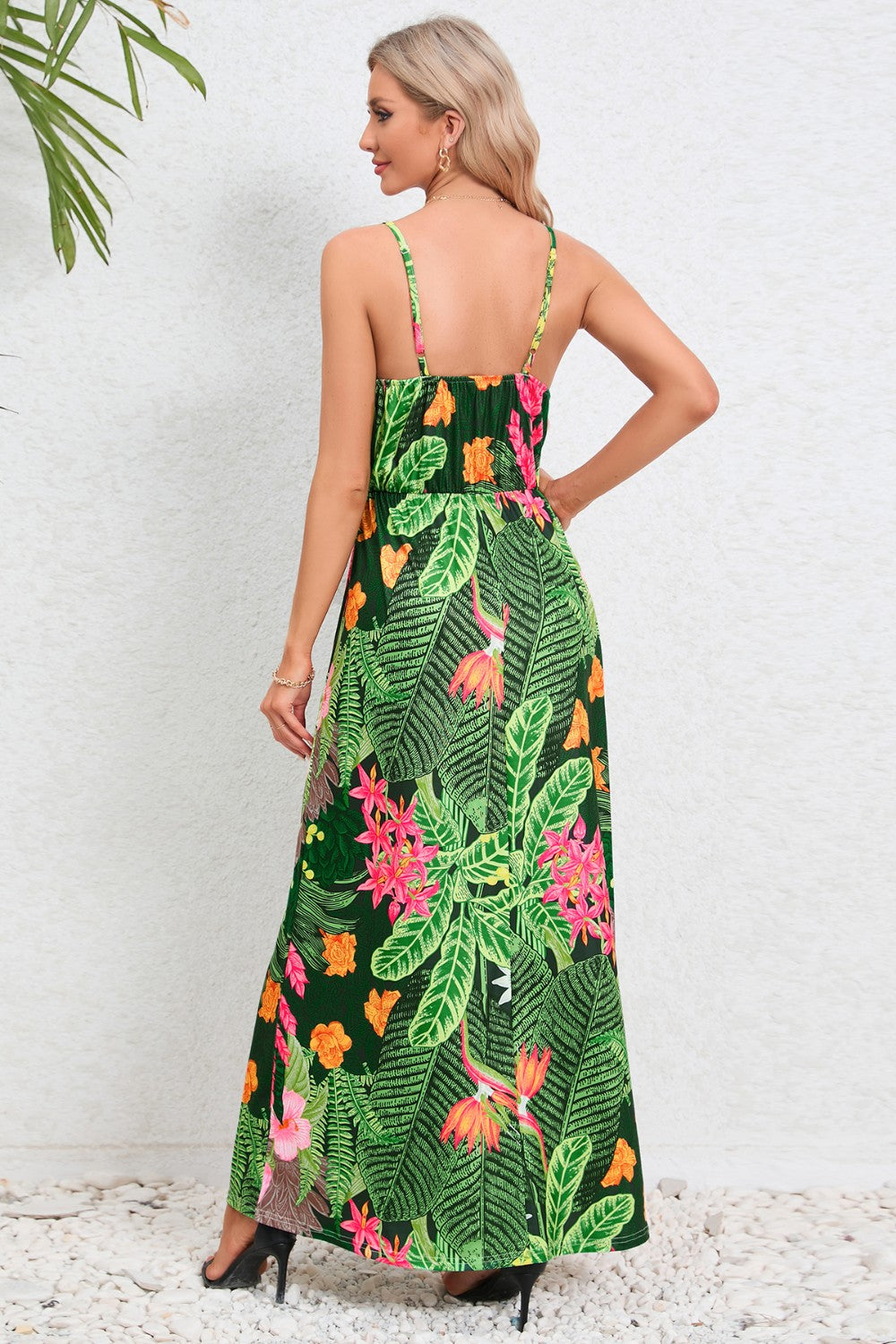 Printed Surplice Maxi Cami Dress-Angel Casuals