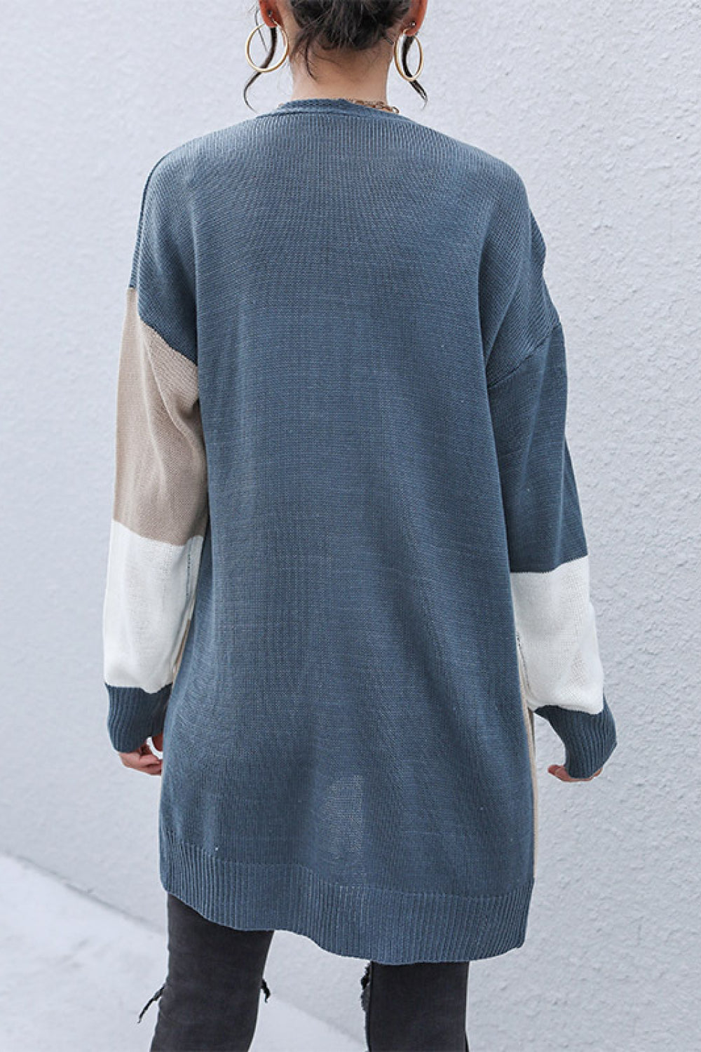 Color Block Dropped Shoulder Cardigan-Angel Casuals