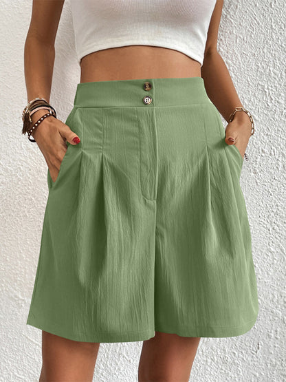 High Waist Shorts with Pockets-Angel Casuals