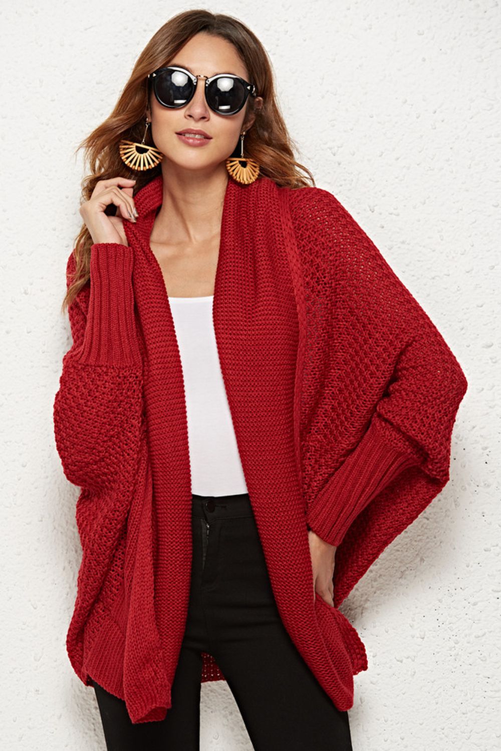 Open Front Dolman Sleeve Longline Cardigan-Angel Casuals